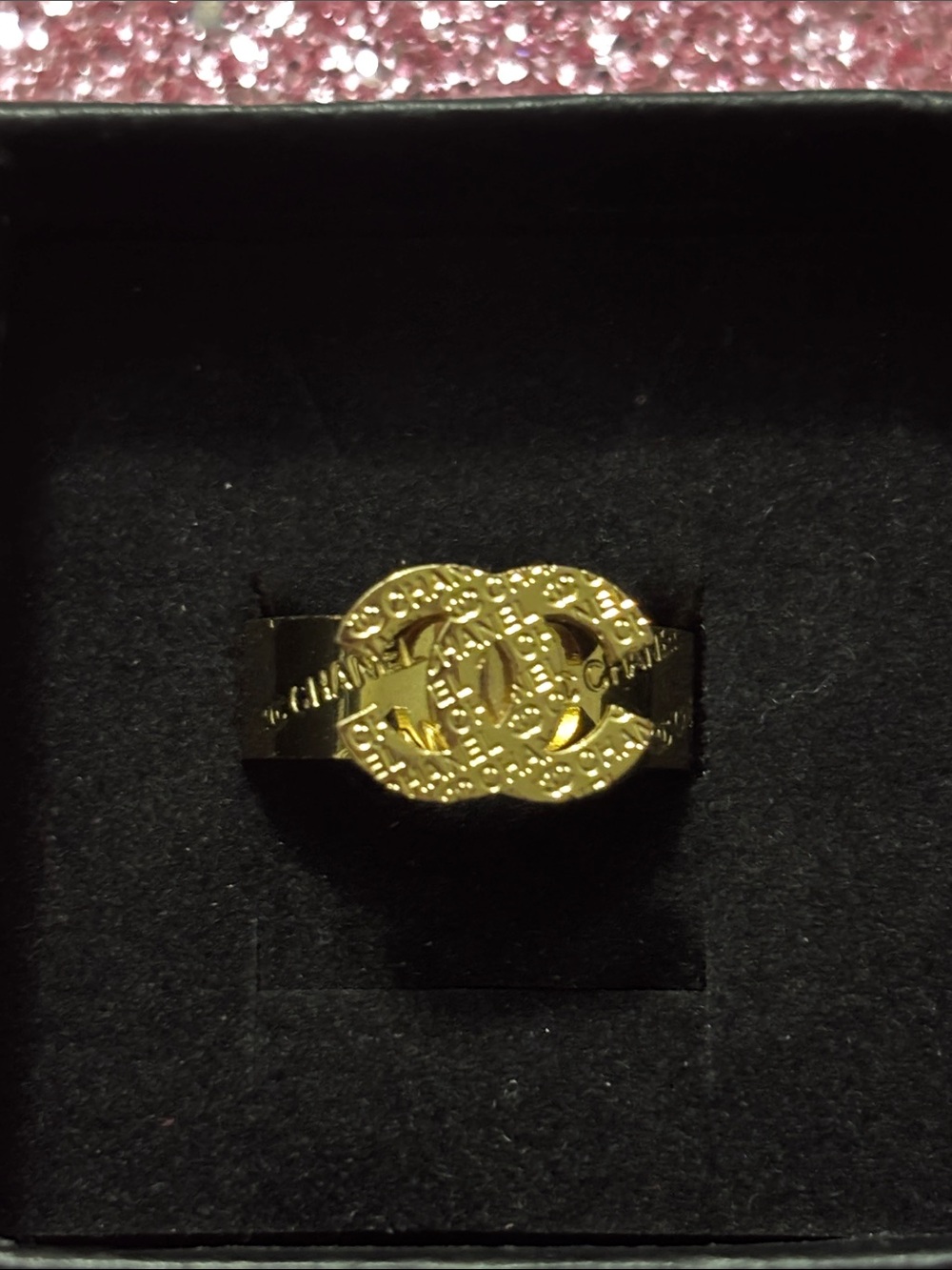 CC Gold-Tone Double Logo Ring